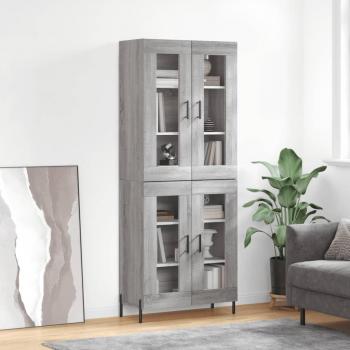 Aparador alto de madera contrachapada gris sonoma 69,5x34x180 cm