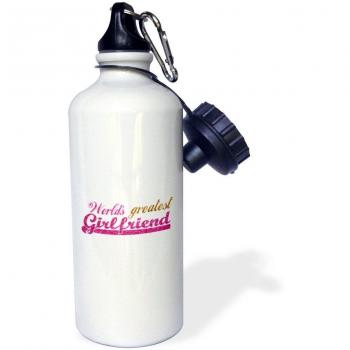 3dRose wb_151302_1 Worlds Greatest Girlfriend-Romantic Girl Friend Gifts-Romance Dating Relationships Anniversary Sports Water Bottle, 21 oz, White
