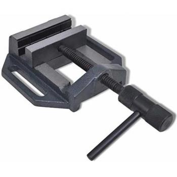 vidaXL Tornillo de Banco Manual Portátil 90 mm Hierro Fundido Soporte Taladro