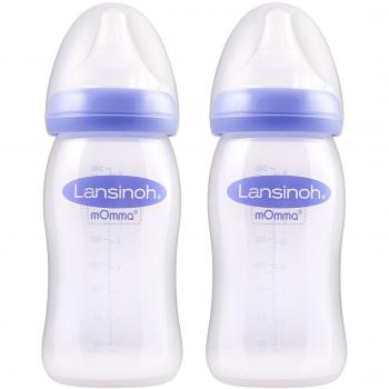Biberón para Leche Materna con tetina simuladora de pezón NaturalWave de Lansinoh, 240 ml / 2 uds
