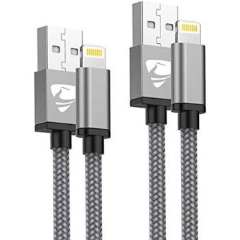 Aioneus Cable iPhone, Cable Cargador iPhone [2pack 1M 2M] Cable Lightning MFI Rápida Trenzado de Nylon Cargador iPhone Compatible con iPhone 11 Pro 12 Pro SE Max XR XS X 10 8 7 6 6S Plus 5 2020 iPad