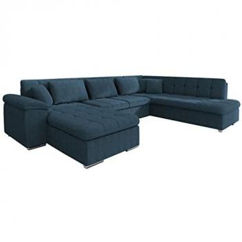 Sofá rinconero Comfivo 114, turquesa, con función de descanso y caja de ropa de cama, 348x205x76cm
