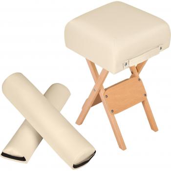 Tectake - Taburete con dos cojines rollo | Conjunto de accesorios para camillas de masaje | Compuesto por taburete, cojín cilíndrico y cojín semicilíndrico | Magnífico tabure
