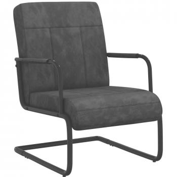 Silla Salto Terciopelo Gris Oscuro - Silla voladiza de terciopelo gris oscuro, color gris, diseño elegante y moderno, tapizada en terciopelo suave al tacto, estructura resistente, ideal para comedor o
