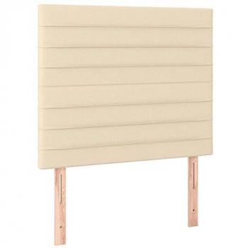 Cabecero con luces LED tela crema 90x5x118/128 cm
