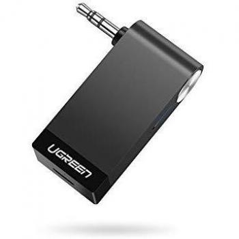 UGREEN Receptor Bluetooth Audio Coche, Bluetooth Coche Aux con Micrófono para Llamadas Manos Libres, HiFi Estéreo Adaptador Bluetooth Jack 3.5 para Radio del Coche, Altavoz, Auriculares, Amplificador