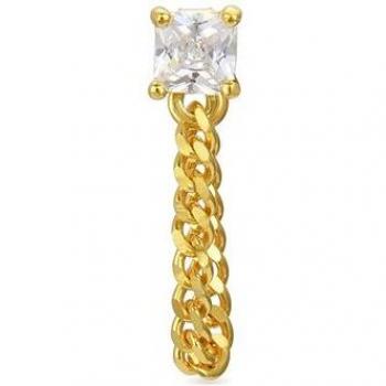 Pendientes Luxenter Piercing Naard Plata de Ley 925 Baño de Oro Amarillo 18K y Circonita Brillante