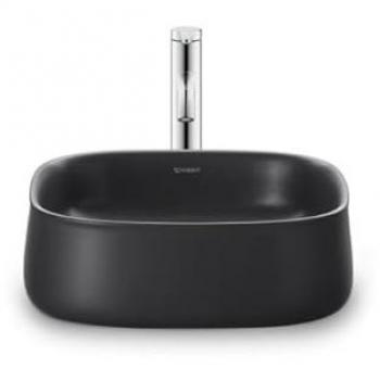 Lavabo sobre encimera Duravit Zencha 42x42 cm, sin agujero para grifo, color antracita mate