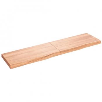 Estante de pared de madera de roble macizo tratado, color marrón claro, dimensiones 160x40x(2-6) cm