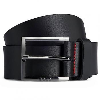 Cinturón de cuero Hugo Geek para hombre negro 110 cm con detalle de etiqueta