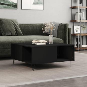Mesa de centro madera contrachapada 80x80x36,5 cm en color Blanco, Negro y Roble Sonoma - Mesita de Salón o Comedor o Auxiliar Mesa de Café Meuble Salón