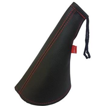 HBC102BR - Cuero Cubierta de Freno de Mano, Fuelle Freno Mano Piel manga universal Negro con costuras rojas
