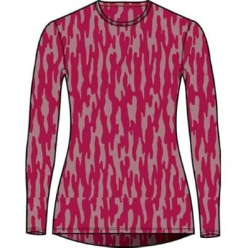Camiseta Interior Manga Larga Icebreaker 260 Vertex Crewe Macro Forms Merino para Mujer - Rosa Blanco - Talla M