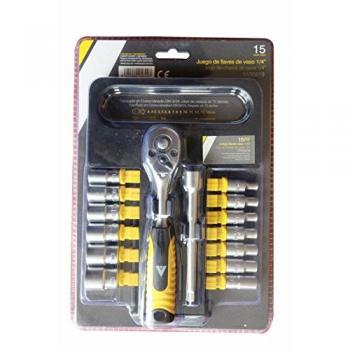 LLAVE VASO NIVEL HEXAGONAL 72 DIENTES CROMO VANADIO 1/4' NV95619 15 PZ