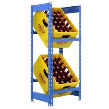Estantería para Cajas de Bebidas SimonRack, 2 Baldas, Dimensiones 1000x400x300 mm, Capacidad de Carga 100 kg por balda, Color Azul, Sin tornillos