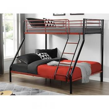 Litera Elevatio IV - 90 x 190 cm - Acero Negro y Rojo + Colchón