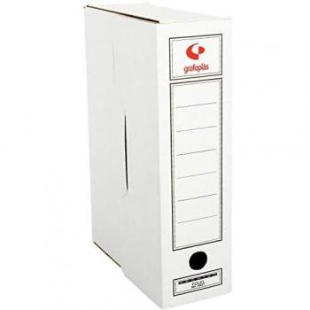 Grafoplás 70905700. Pack de 50 Cajas de Archivo Definitivo de Cartón, Tamaño Folio, 2 Frentes para Archivo Vertical y Apaisado, Certificados FSC, 36x25,3x10cm