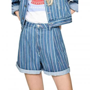 Shorts Pepe Jeans Aurora Stripe Denim Azul Mujer 27cm Azul