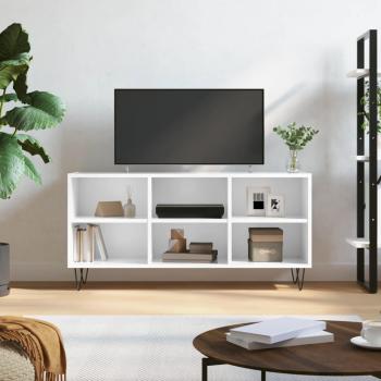 Mueble de TV blanco pulido 103,5x30x50 cm de madera multicapa con acabado brillo
