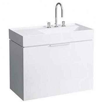 Lavabo Laufen Kartell 90x46cm, gris mate, con estante a la izquierda, 2 orificios para grifería, cerámica Saphir
