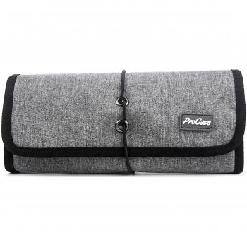 ProCase Bolsa Organizadora de Accesorios Electrónicos, Estuche de Transporte de Artilugios Pequeños Cargador Cables USB Tarjetas de Memoria SD Auriculares Disco Duro -Gris