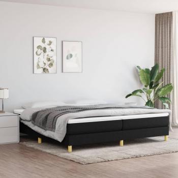 Cama box spring con colchón en tela negra 200x200 cm