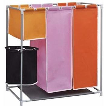 vidaXL Organizador de tres secciones para ropa sucia con cubo de lavado incluido