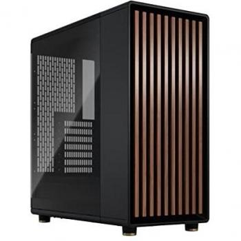 Fractal Design North Charcoal Black ATX Case with Dark Tint Tempered Glass Window, USB-C, Dual Fans, and Walnut Front Panel