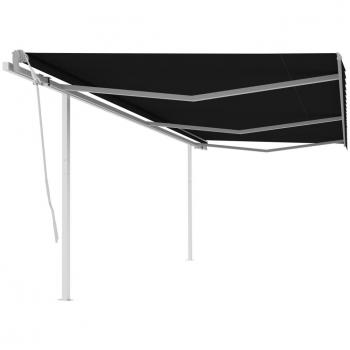 Toldo retráctil manual con postes gris antracita 6x3 m