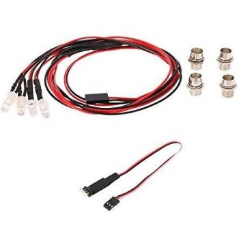 Goolsky 4 pcs luz LED 2 Blanco 2 Rojo con Interruptor de Control Luces Traseras de Faros Intermitentes para 1/10 1/8 Traxxas HSP Redcat RC4WD Tamiya Axial SCX10 D90 HPI RC Car
