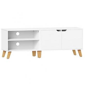 SONGMICS Vasagle Mueble de TV de 2 Puertas, Soporte de TV con Estantes Ajustables, Largo de 140 cm, para Televisores de hasta 65 Pulgadas, Ideal para Salón y Comedor
