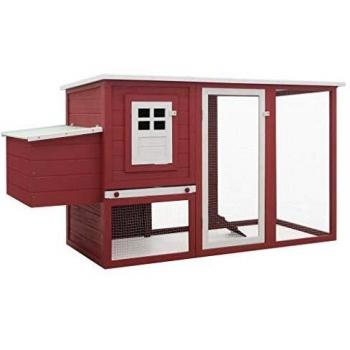 vidaXL Outdoor Chicken Cage Hen House with 1 Egg Cage Red Wood