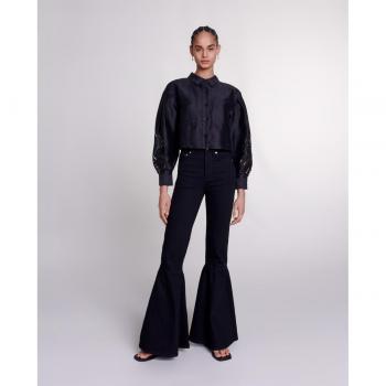 Maje High Rise Black Bell Bottom Jeans with Five Pockets - Size 34