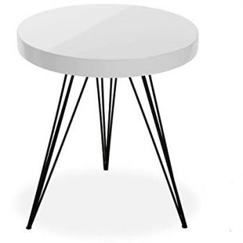 Mesa Auxiliar Moderna Versa Fontana, Medidas (Al x L x An) 55 x 51 x 51 cm, Material: Madera y Metal, Color: Blanco