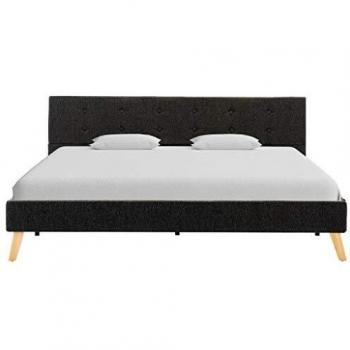 vidaXL Estructura de Cama Tela Somier Mobiliario Hogar Casa Clásica Práctica Cómoda Moderna Robusta y Duradera Sin Colchón Gris Oscura 160x200cm