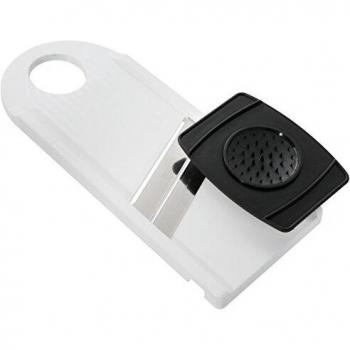 Mandolina de Cocina Manual Fackelmann con 2 Lamas de Acero Inoxidable y Protector de Mano, Color Blanco/Negro, Dimensiones 29x13cm