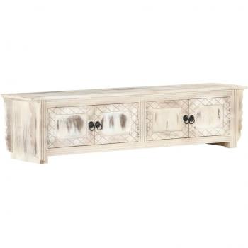 Mueble de TV de madera maciza de mango blanco 140x30x35 cm