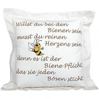 (11803 blanco) Almohadas decorativas Cojines Decorativos con Puntado - Quieres en el Abejas ser Tamaño 44x44cm - Abeja Miel De Apicultura