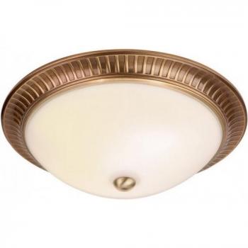 Lámpara de techo empotrada Brahm, 2 luces, latón antiguo, vidrio ácido, E14