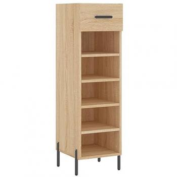 Zapatero de madera de ingeniería roble Sonoma 30x35x105 cm Marrón