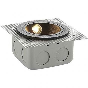 Aplique LED empotrado Lucande Pordis, IP65, circular, moderno, negro, aluminio, 1 llama, lámpara de pared exterior