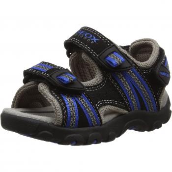 Geox JR Sandal Strada A, Sandalias con Punta Abierta para Niños, Negro