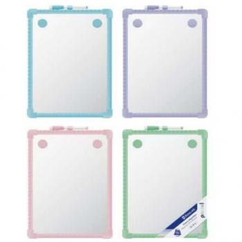 Pizarra magnética pastel doble cara con 2 imanes y rotulador 25x36cm