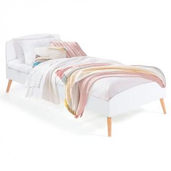 Cama Individual Escandinava SOREN 90 x 190 CM Madera y Blanco