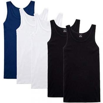 YOUCHAN Camiseta de Tirantes para Hombre Pack de 5 de Algodón 100% más Colores-Negro Blanco Azul Marino-S