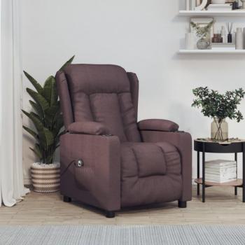 Sillón reclinable eléctrico en tela marrón oscuro