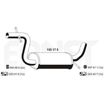 Silenciador Intermedio ERNST 155175 para VAG