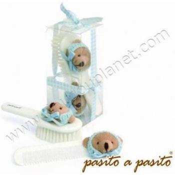 Pasitto a Pasito - Set de Cepillo + Peine de bebé Pasito a Pasito Oso con gorrito azul