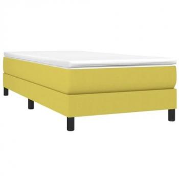 Cama Box Spring con Colchón de Tela Verde 100x200 cm