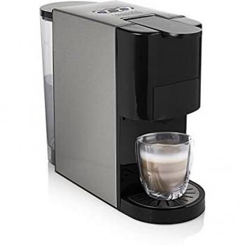 Princess 249450 Cafetera multicápsula de acero 4 en 1, 19 bares, Apta para múltiples variedades de café, Nespresso, Dolce gusto, monodosis ESE y café molido, depósito de agua de 0.8 L